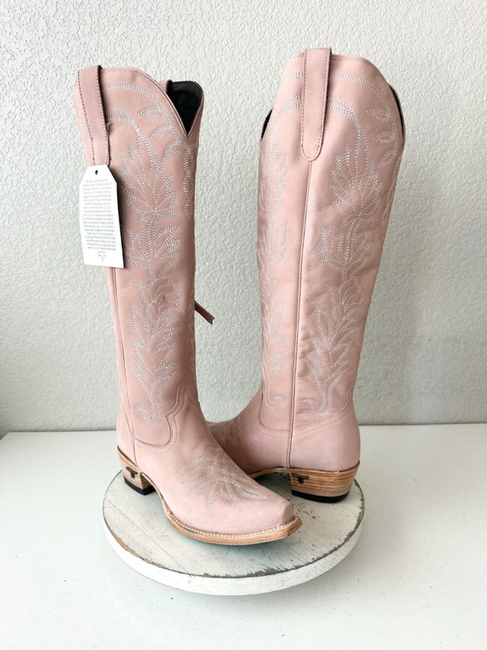 Lane SANDAGA Knee High Blush Pink Cowboy Boots Cowgirl Western Snip Toe Tall 8